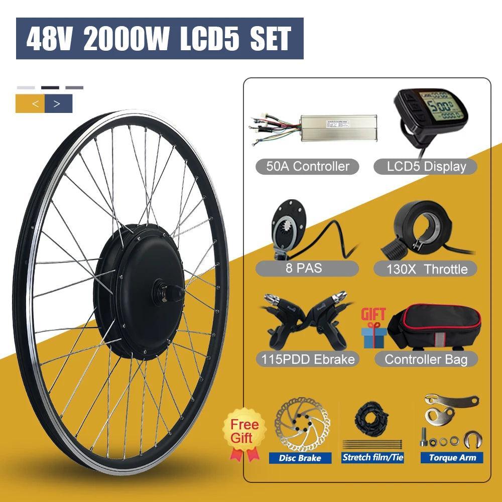 Electric Bike 48V 2000W Conversion Kit 20 26 27.5 700C 28 29 inch Brushless Front Rear Hub Motor Wheel For Ebike Conversion Kit - Franklyn & Page Emporium
