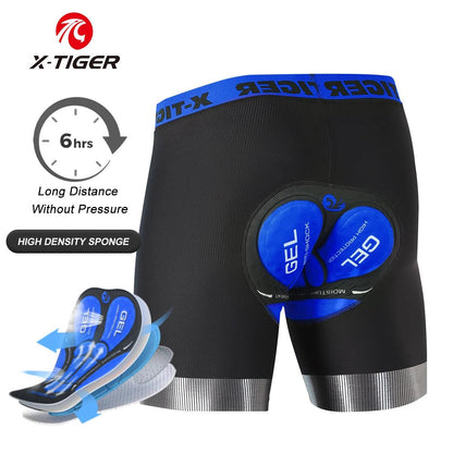 X-TIGER Men's Cycling Underwear Shorts 5D Padded Sports Riding Bike Bicycle MTB Liner Shorts with Anti-Slip Leg Grips