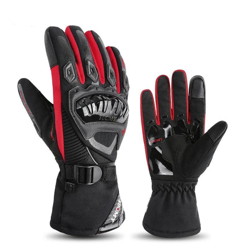 Red/Blue/Black/Pink/Purple SUOMY Winter Waterproof Warm Motorcycle Gloves Moto Touch Screen Outdoor Ski Motorbike Riding Gloves