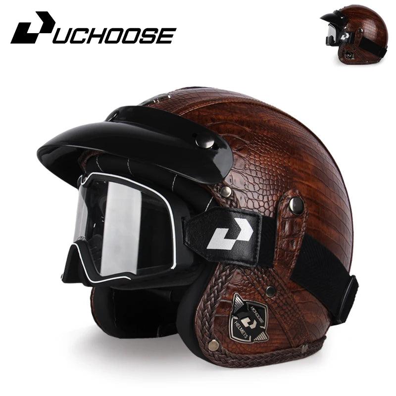 DOT Open Face Three Quarters Casco Moto Motorcycle Accessories Men Moto Helmets Certificated Retro Motorcycle Helmet Free Goggle