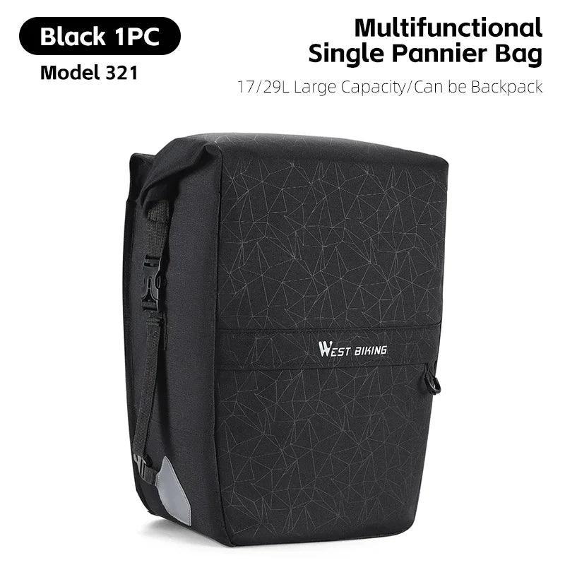 WEST BIKING Full Waterproof Bicycle Pannier 25L Large Capacity Bike Rack Bag Long Travel Cycling Bag MTB Road Bike Accessories - Franklyn & Page Emporium