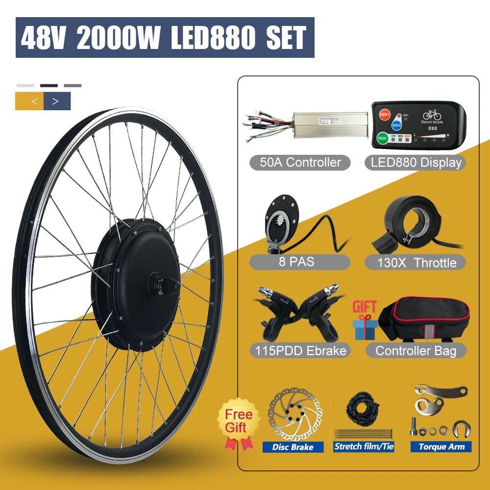 Electric Bike 48V 2000W Conversion Kit 20 26 27.5 700C 28 29 inch Brushless Front Rear Hub Motor Wheel For Ebike Conversion Kit - Franklyn & Page Emporium