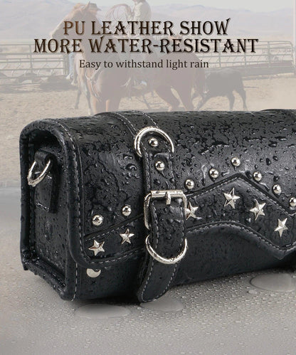 Waterproof Leather Motorcycle Handlebar Saddlebag for Harley Davidson Sportster HondaDual Sport Motorbike Tool Storage Front Box