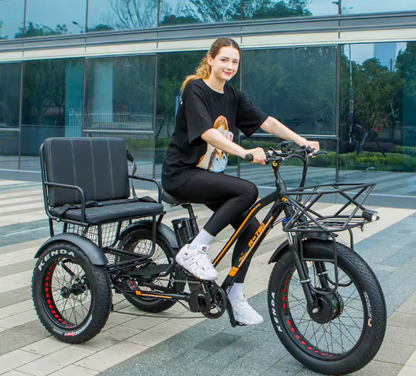 New 24" Fat Tire 3-Wheel Electric Family Cargo Tricycle – 48V 750W 21Ah | 50KM/H |