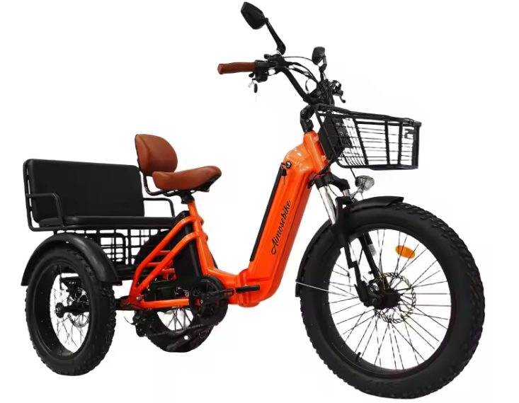 NEW*3 Wheel Electric Bike With Rear Passenger Seat Front 24 Inch Rear 20 Inch 4.0 Fat Tire Adult E-Tricycle