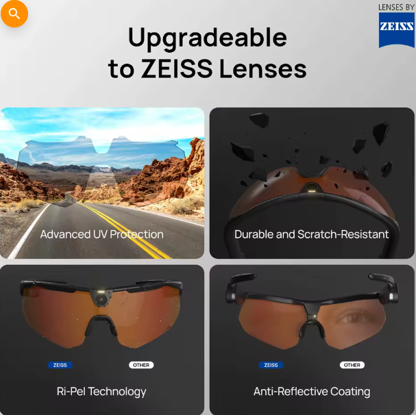 Smart AI Sports Glasses with HD Ultra-Wide Camera, Windproof Pro Goggles for Outdoor Cycling, Running & Action Sports