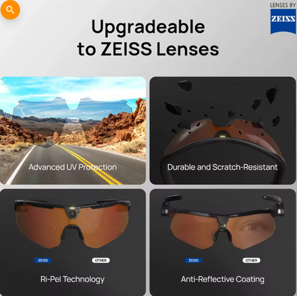 Smart AI Sports Glasses with HD Ultra-Wide Camera, Windproof Pro Goggles for Outdoor Cycling, Running & Action Sports