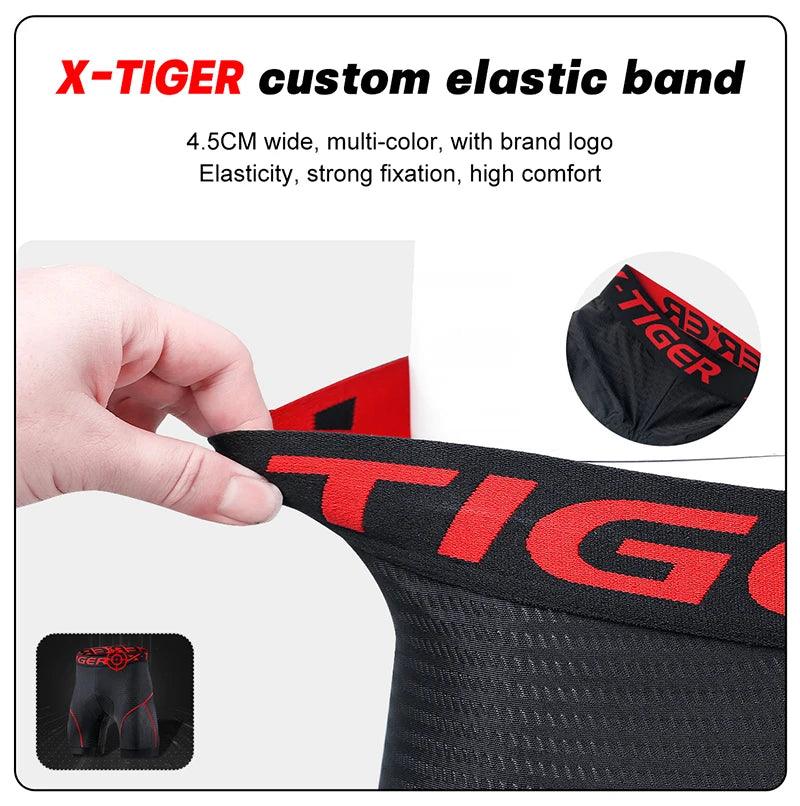 X-TIGER Men's Cycling Underwear Shorts 5D Padded Sports Riding Bike Bicycle MTB Liner Shorts with Anti-Slip Leg Grips