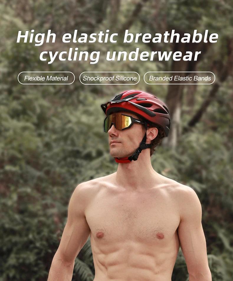 X-TIGER Men's Cycling Underwear Shorts 5D Padded Sports Riding Bike Bicycle MTB Liner Shorts with Anti-Slip Leg Grips