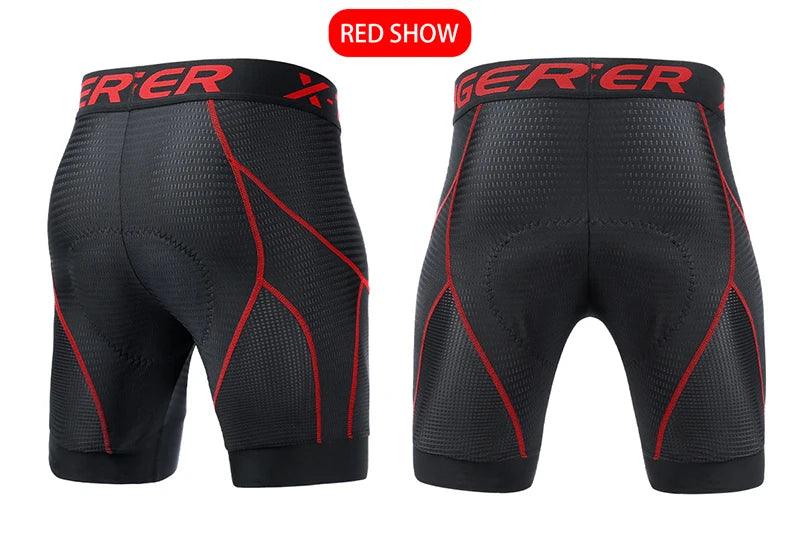 X-TIGER Men's Cycling Underwear Shorts 5D Padded Sports Riding Bike Bicycle MTB Liner Shorts with Anti-Slip Leg Grips