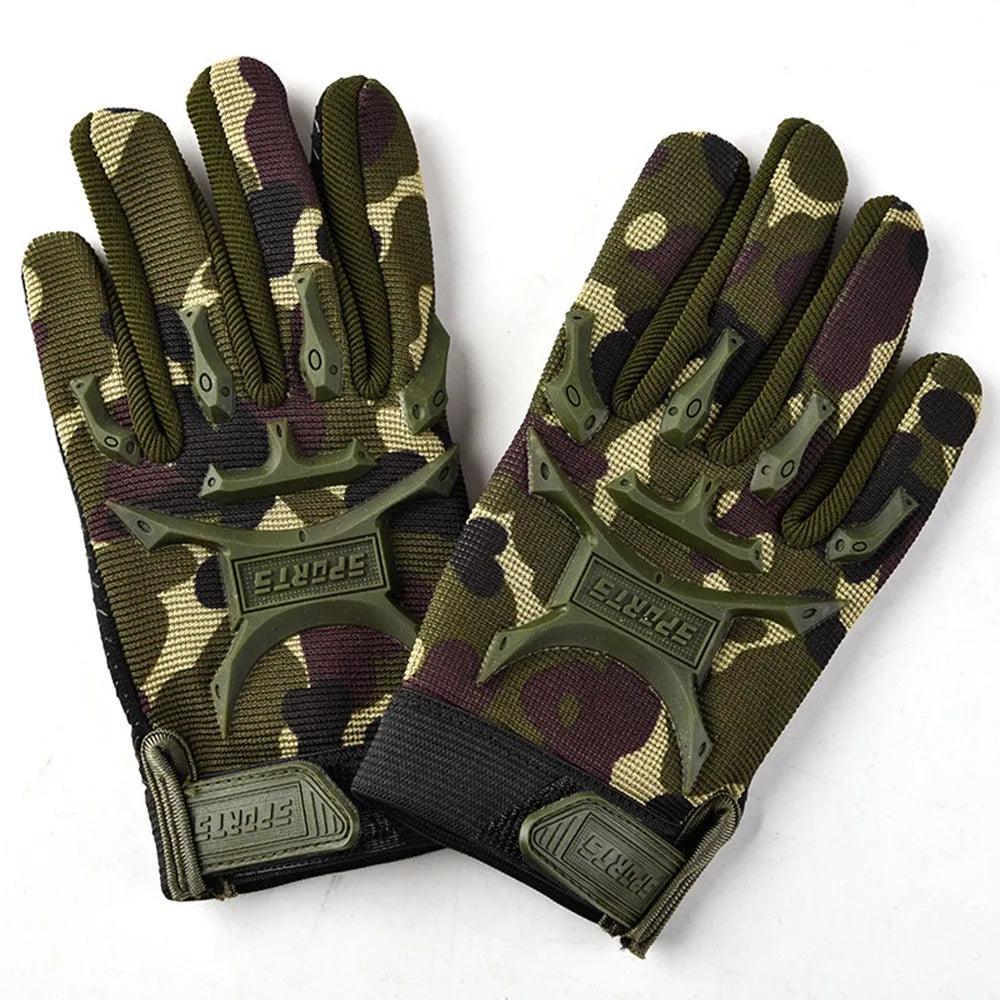 Camouflage Gloves Outdoor Cycling Glove for Kids 6+ Years Boys Sports Climbing Bicycle Gloves Anti Slip Full Finger Gloves W18 - Franklyn & Page Emporium