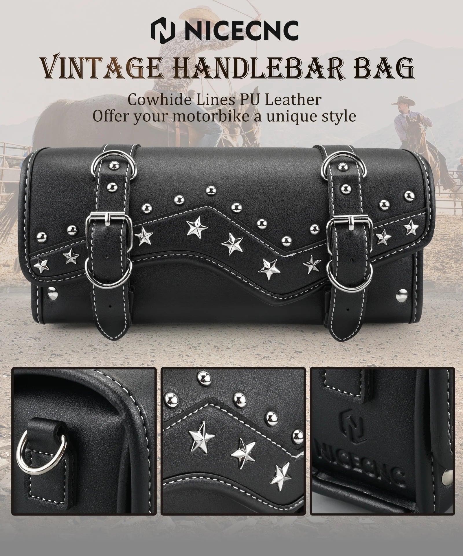 Waterproof Leather Motorcycle Handlebar Saddlebag for Harley Davidson Sportster HondaDual Sport Motorbike Tool Storage Front Box