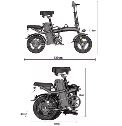 14" Folding Electric Bicycle 48V 400W 10Ah 16ah 24ah 25Ah Foldable EBike
