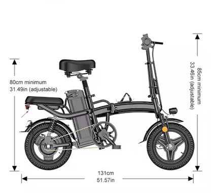 14" Folding Electric Bicycle 48V 400W 10Ah 16ah 24ah 25Ah Foldable EBike