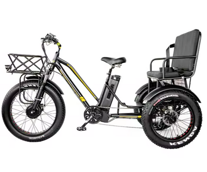 New 24" Fat Tire 3-Wheel Electric Family Cargo Tricycle – 48V 750W 21Ah | 50KM/H |